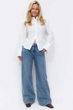 Gina Tricot Pleated slouchy jeans Blå