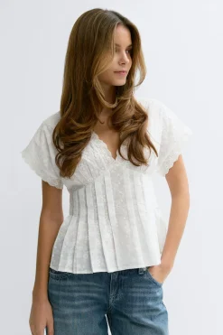 Gina Tricot Peated top Hvit Clearance
