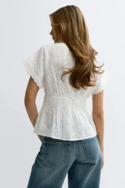 Gina Tricot Peated top Hvit Clearance