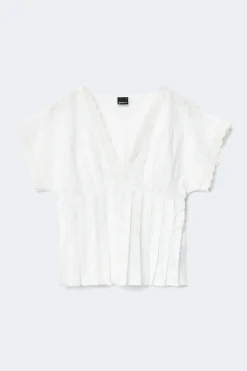 Gina Tricot Peated top Hvit Clearance