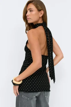 Gina Tricot Poka dot knitted top Svart