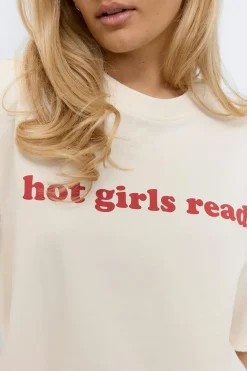 Gina Tricot Printed overized tee Hvit Clearance
