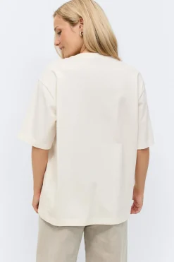 Gina Tricot Printed overized tee Hvit Clearance