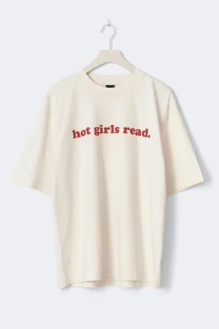 Gina Tricot Printed overized tee Hvit Clearance