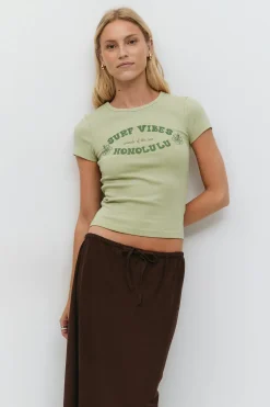Gina Tricot Printed tight top Grønn Hot