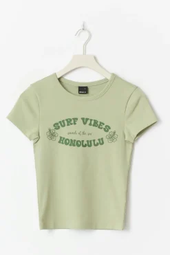 Gina Tricot Printed tight top Grønn Hot