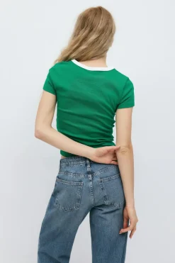 Gina Tricot Printed tight top Grønn Clearance
