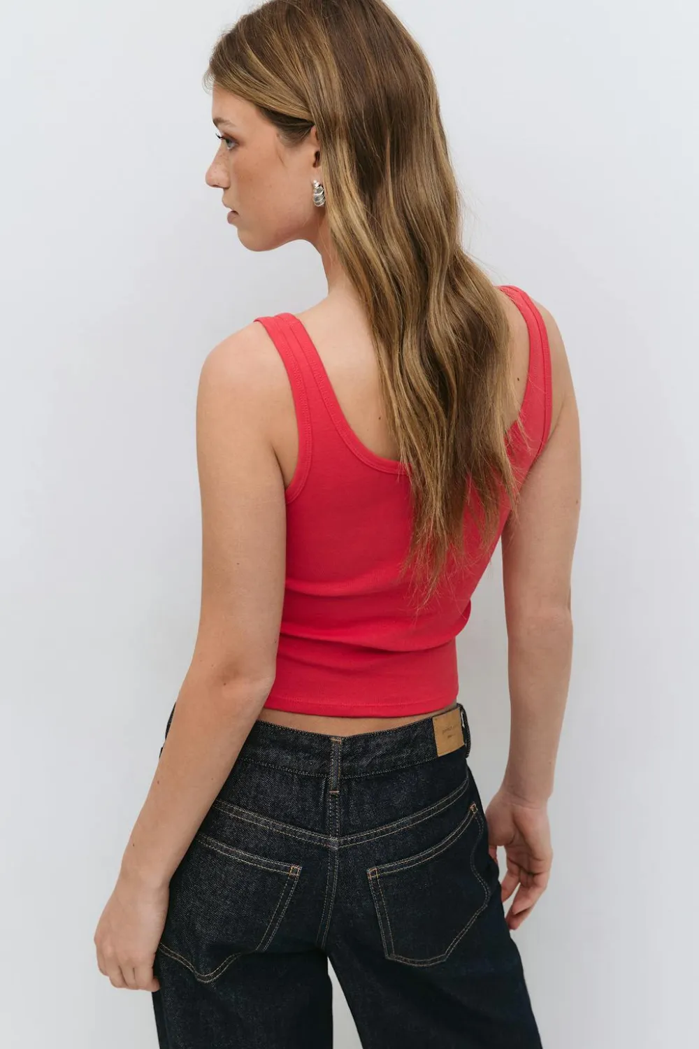 Gina Tricot Print rib tank Rød Discount