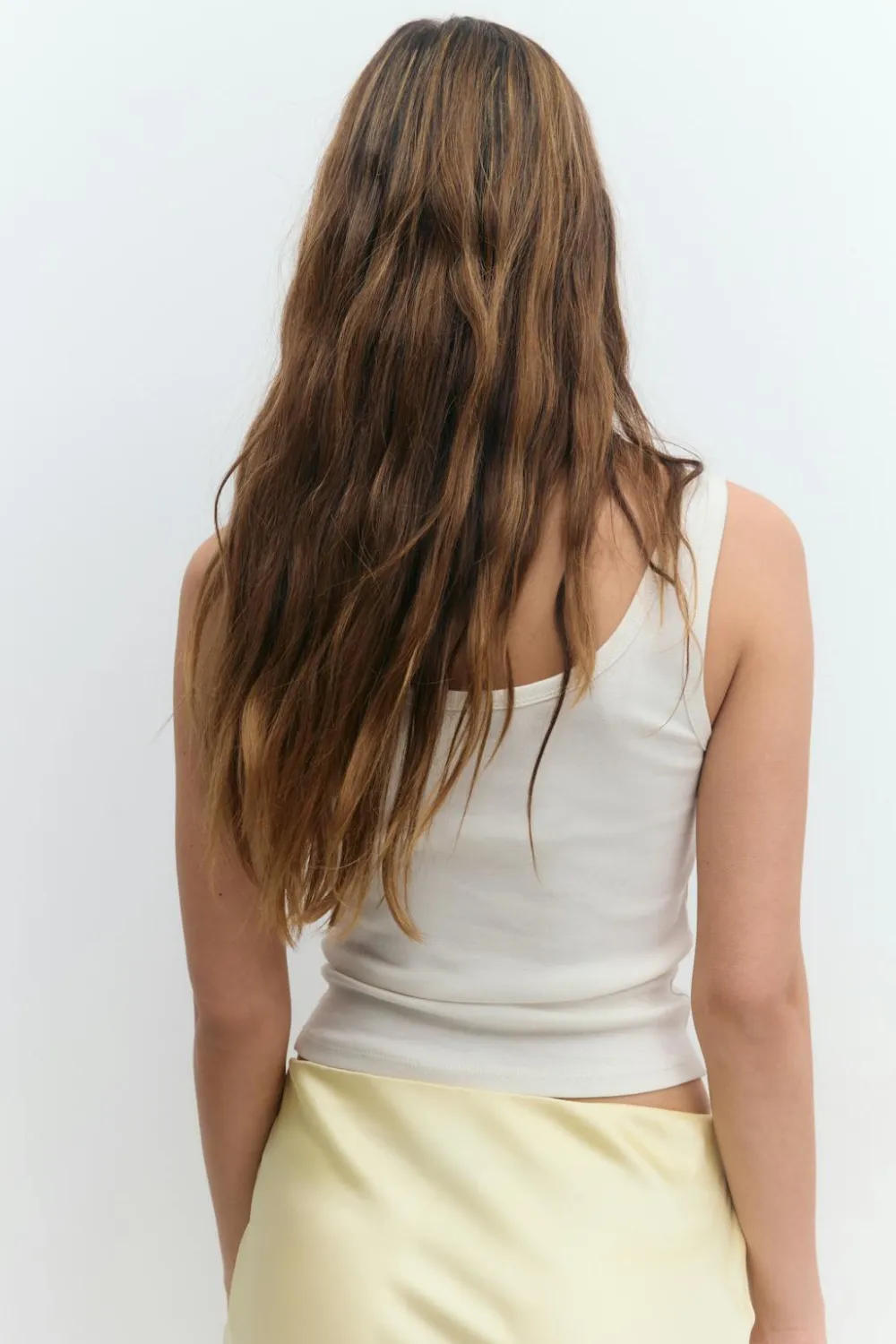Gina Tricot Print rib tank Beige New