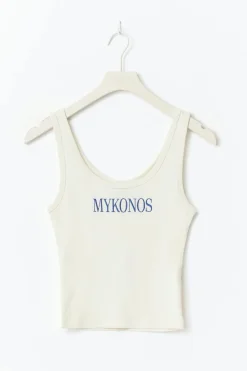 Gina Tricot Print rib tank Beige New