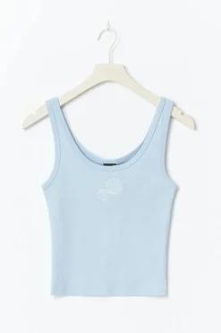 Gina Tricot Print rib tank Blå Online