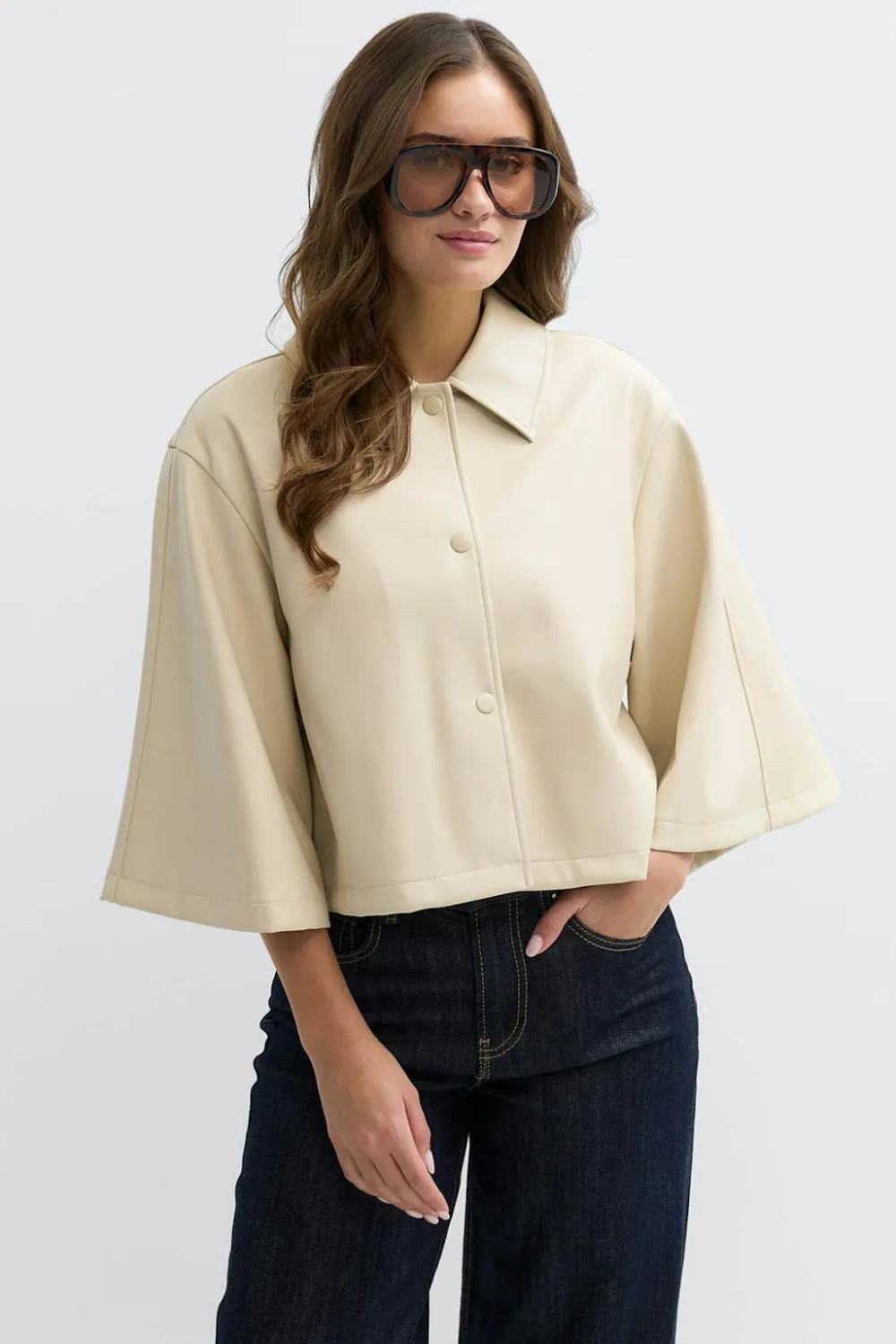 Gina Tricot Pu cape jacket Hvit