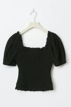 Gina Tricot Puff eeve fri top Svart Outlet