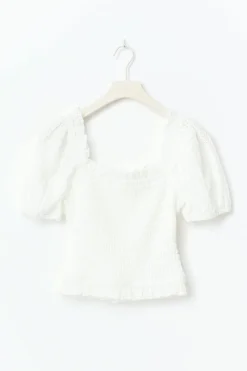 Gina Tricot Puff eeve fri top Hvit New