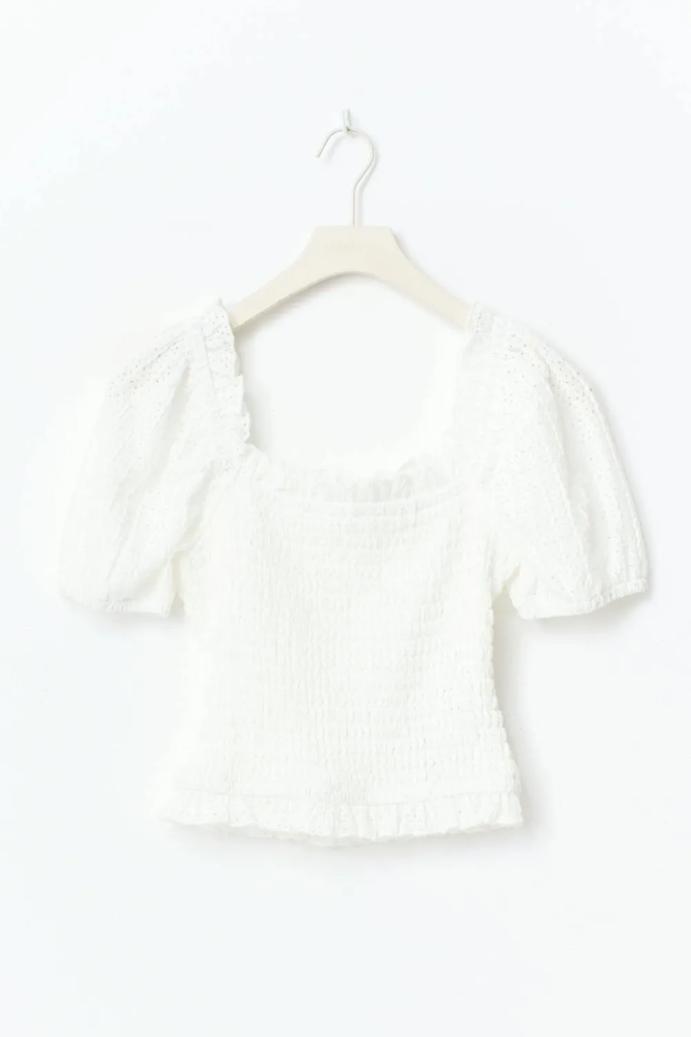 Gina Tricot Puff eeve fri top Hvit New
