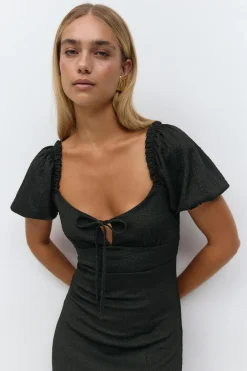 Gina Tricot Puff eeve idi dre Svart Clearance