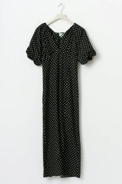 Gina Tricot Puff sleeve midi dress Svart Sale