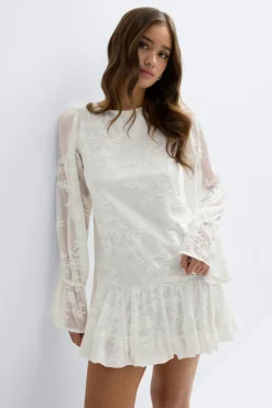 Gina Tricot Puff sleeve mini dress Hvit Sale