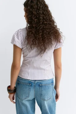 Gina Tricot Puff eeve hirt Lilla New