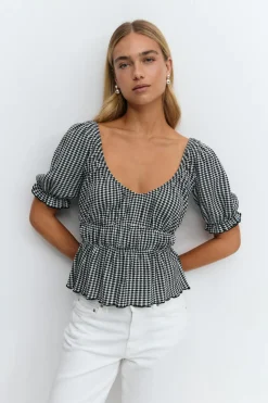 Gina Tricot Puff eeve top Svart Online