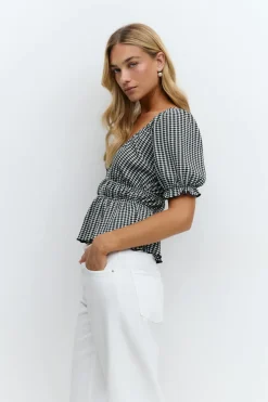 Gina Tricot Puff eeve top Svart Online