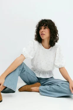 Gina Tricot Puff eeve top Hvit Online