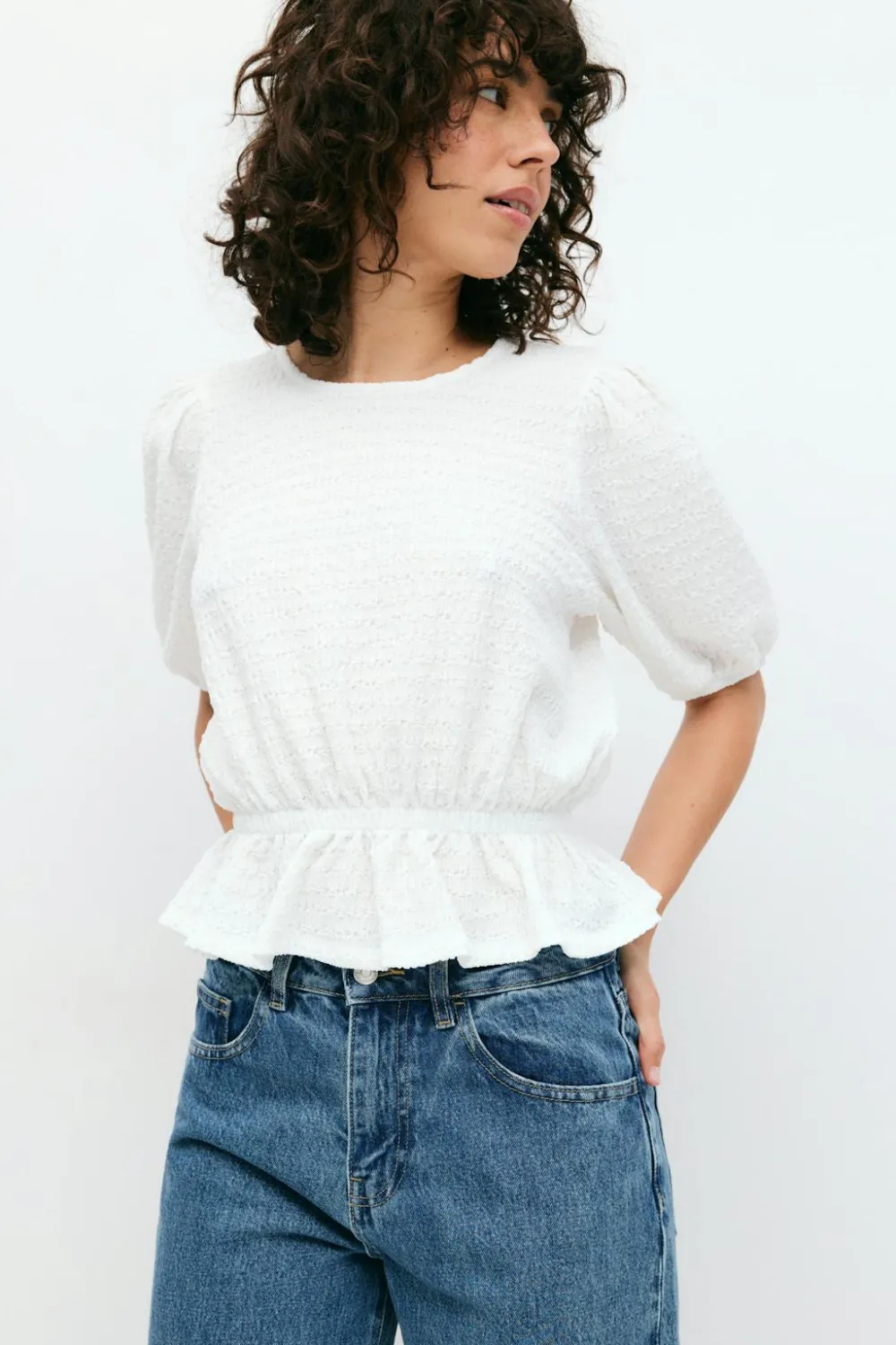 Gina Tricot Puff eeve top Hvit Online