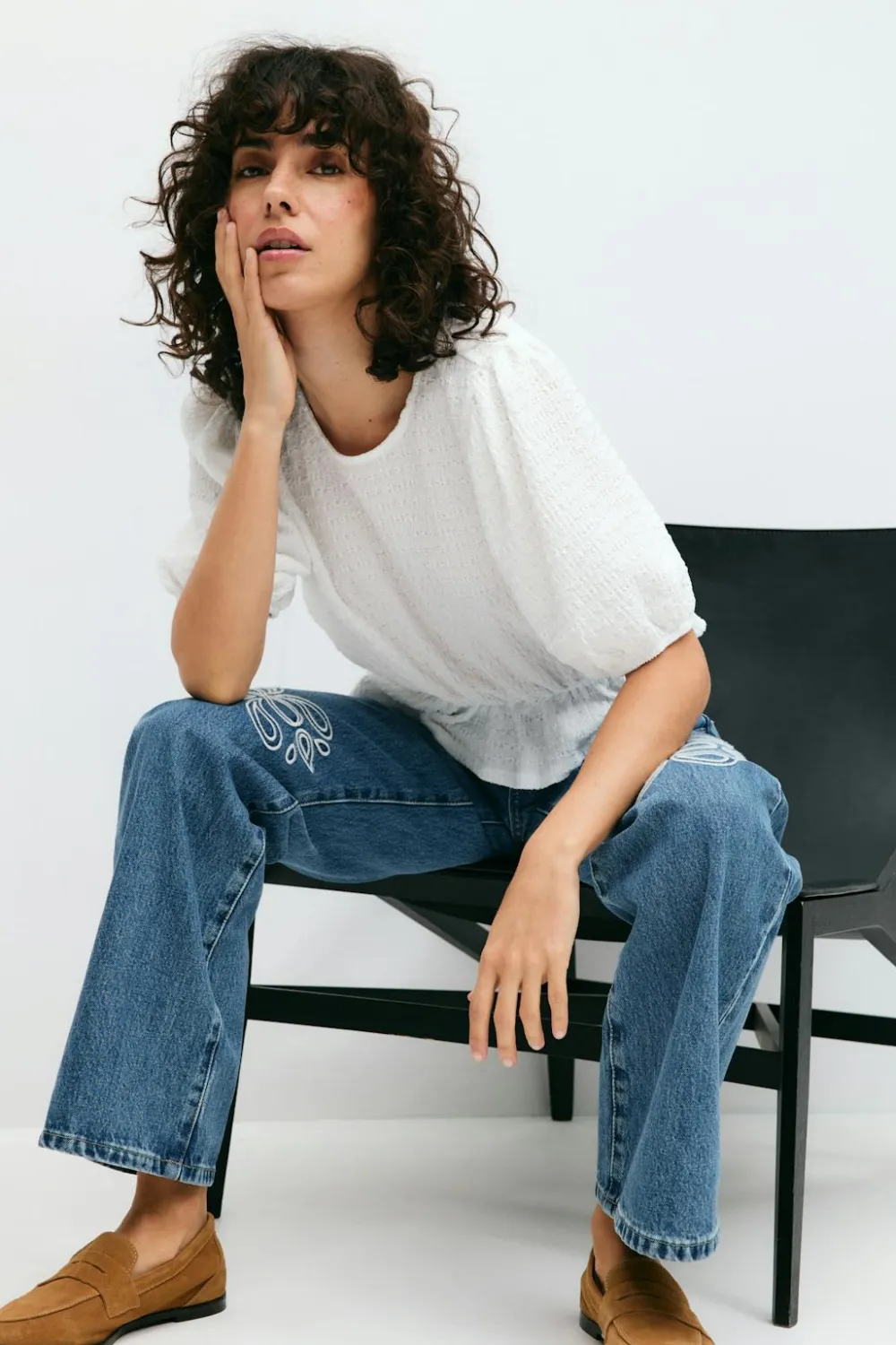 Gina Tricot Puff eeve top Hvit Online