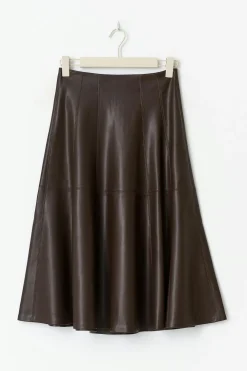 Gina Tricot Pu midi skirt Brun Outlet