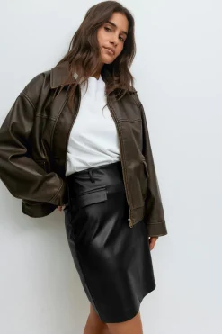 Gina Tricot Pu midi skirt Svart Sale