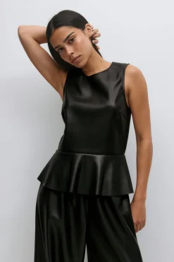 Gina Tricot Pu pepu top Svart Best