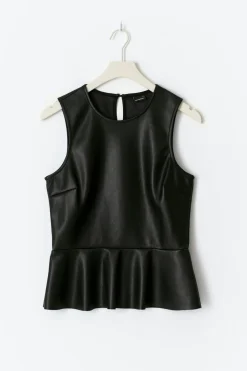 Gina Tricot Pu pepu top Svart Best