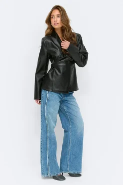 Gina Tricot Pu wrap bazer Svart New