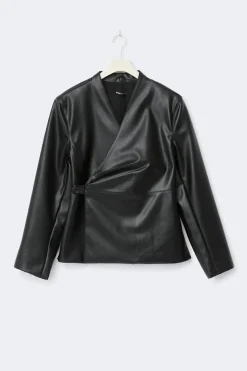 Gina Tricot Pu wrap bazer Svart New