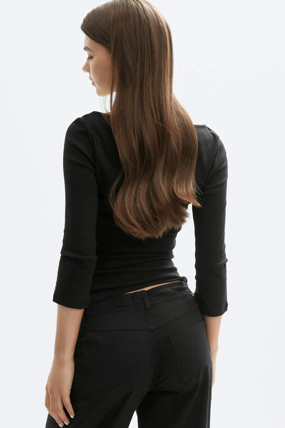 Gina Tricot Quarter eeve boatneck top Svart