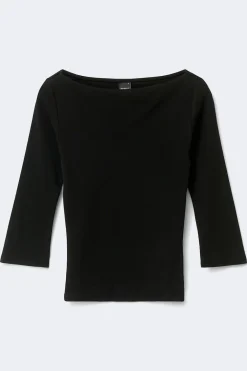 Gina Tricot Quarter eeve boatneck top Svart