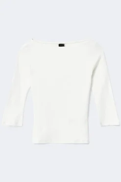 Gina Tricot Quarter eeve boatneck top Hvit Sale