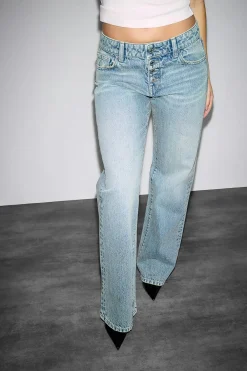 Gina Tricot Rebel button wide jeans Blå Clearance