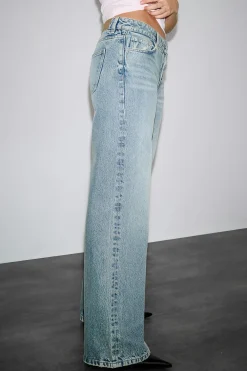 Gina Tricot Rebel button wide jeans Blå Clearance