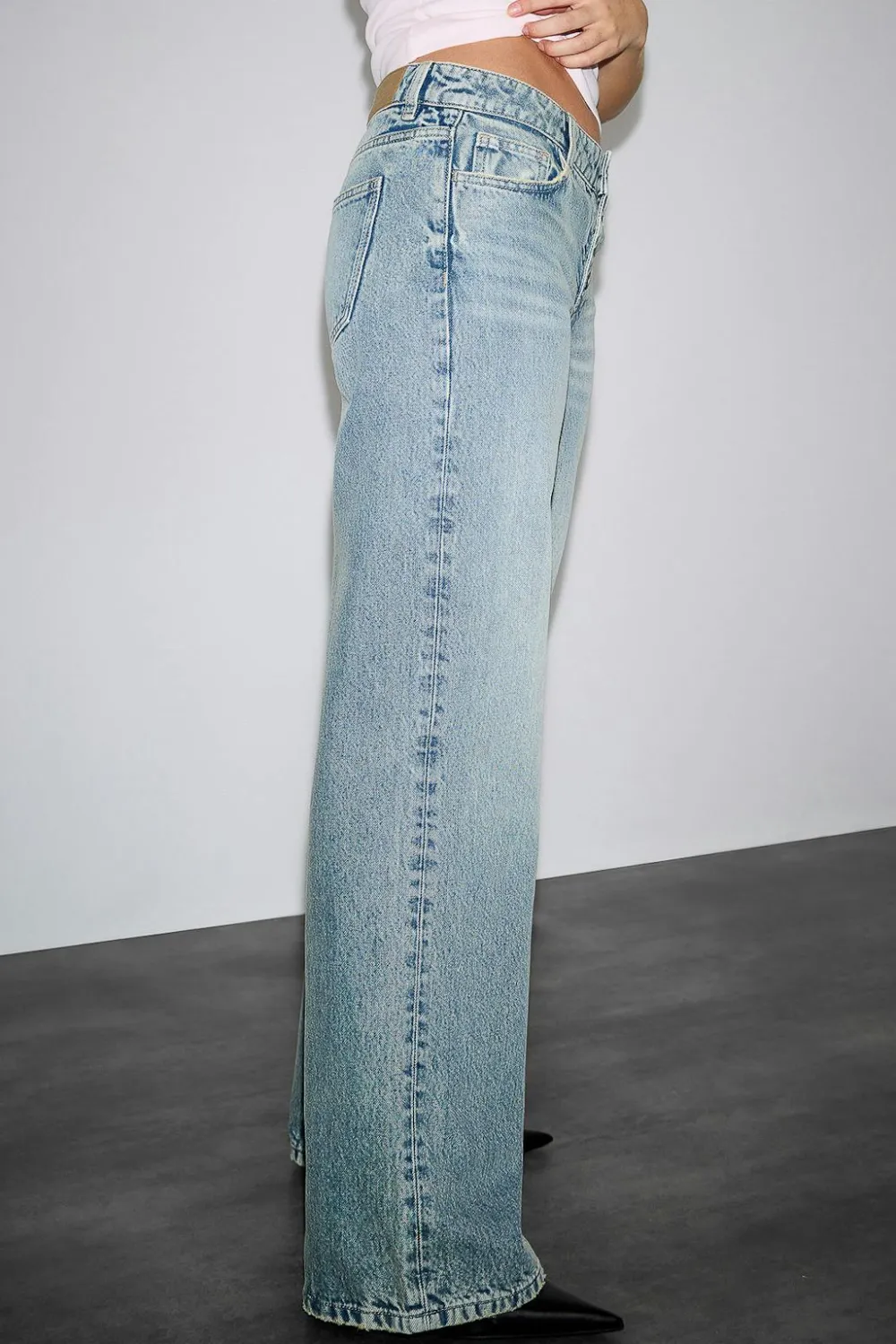 Gina Tricot Rebel button wide jeans Blå Clearance