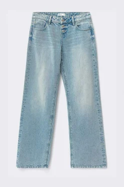 Gina Tricot Rebel button wide jeans Blå Clearance