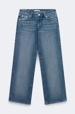 Gina Tricot Rebel low wide tall jeans Blå Online