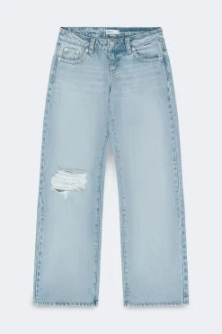 Gina Tricot Rebel low wide tall jeans Blå Sale