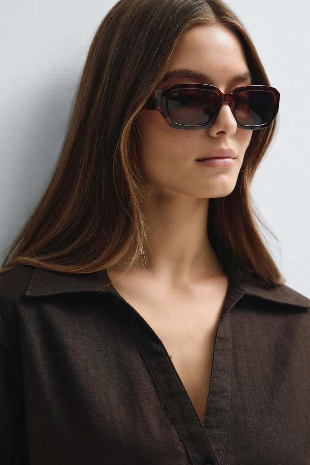 Gina Tricot Rectangular sunglasses Brun Discount