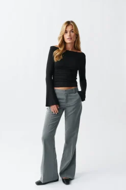 Gina Tricot Relaxed bootcut trousers Grå Sale