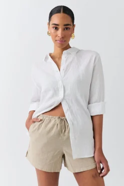 Gina Tricot Reaxed inen bend hort Hvit Outlet