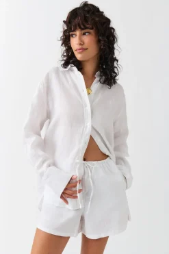 Gina Tricot Reaxed inen bend hort Hvit Discount