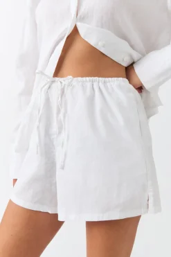 Gina Tricot Reaxed inen bend hort Hvit Discount