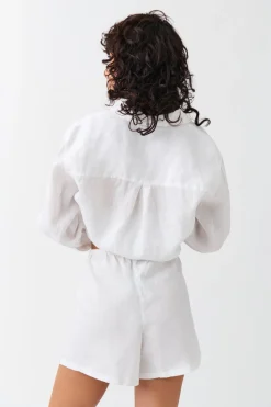 Gina Tricot Reaxed inen bend hort Hvit Discount