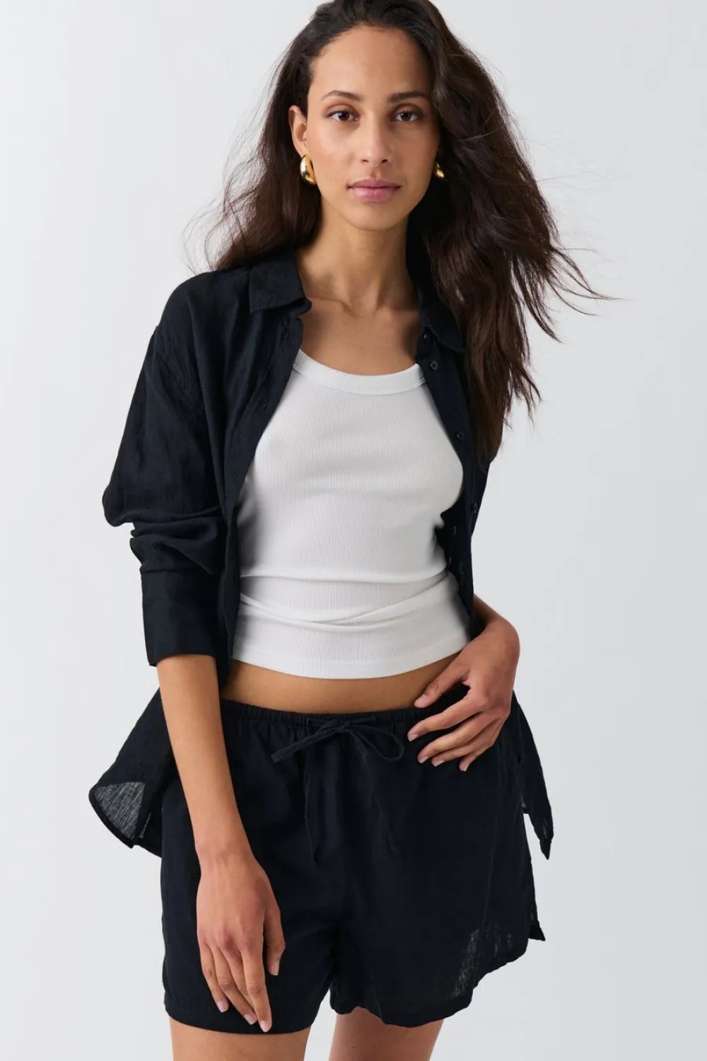 Gina Tricot Reaxed inen bend hort Svart Outlet